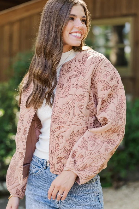 All Your Best Rose Pink Embroidered Bomber Jacket