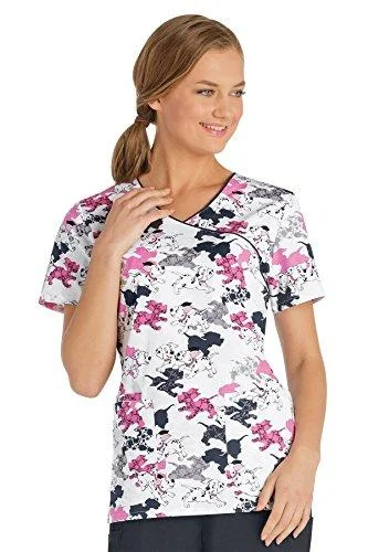 Cherokee Tooniforms TF611 Women's Mock Wrap Scrub Top Print