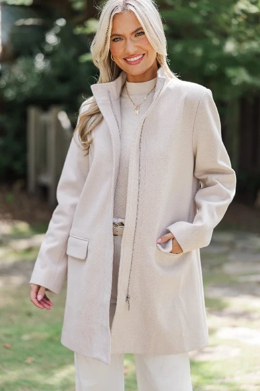 Do What You Can Oatmeal Brown Herringbone Coat