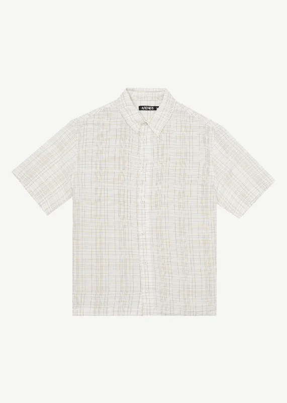 AFENDS Mens Criss Cross - Short Sleeve Shirt - Taupe