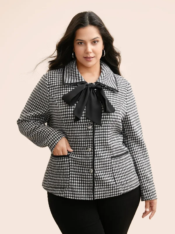 Houndstooth Tie Knot Woven Ribbon Jacket