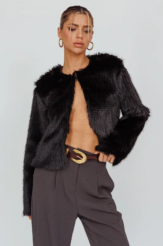 London Day Faux Fur Jacket Black