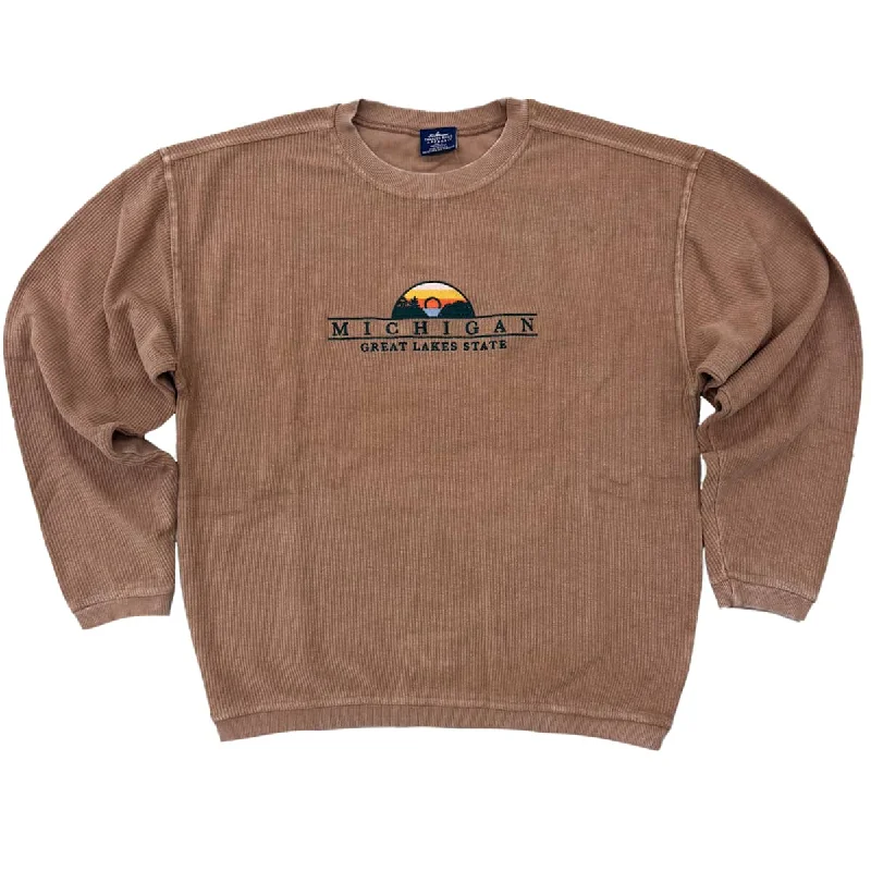 Michigan Embroidered Corded Sweatshirt