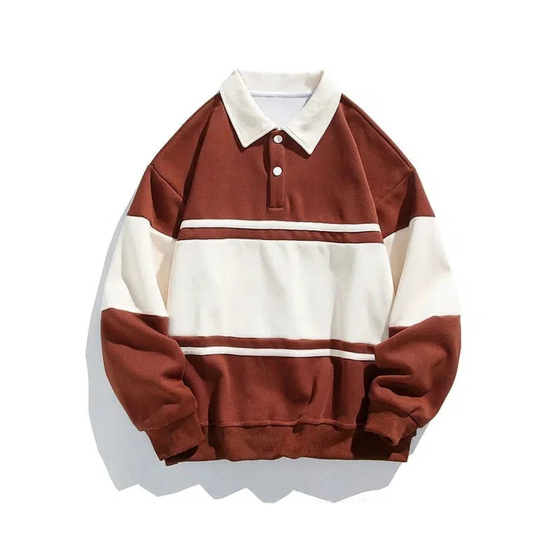 Loose Fit Color Block Polo Shirt