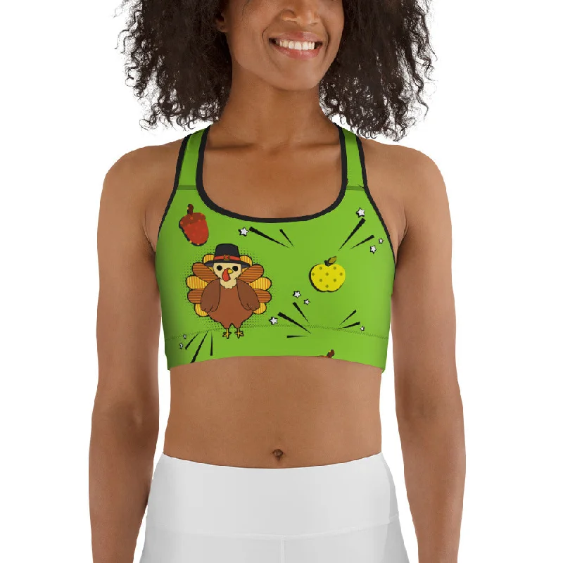 Pop Art Thanksgiving Sports Bra