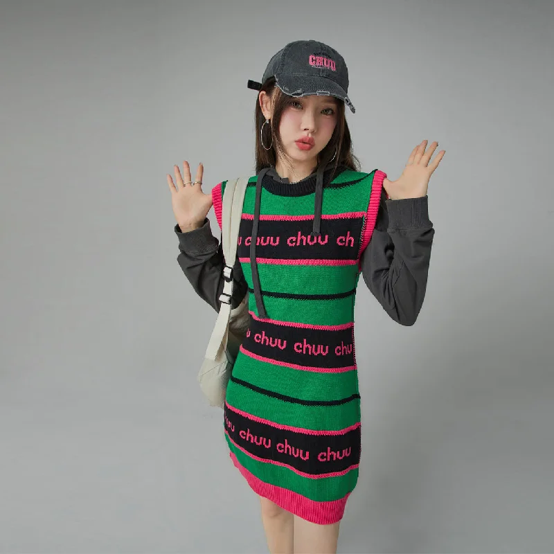 Surprise Me Chuu Stripe Sleeveless Dress