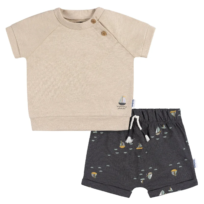 2-Piece Baby Boys Sailboats T-Shirt and Shorts Set