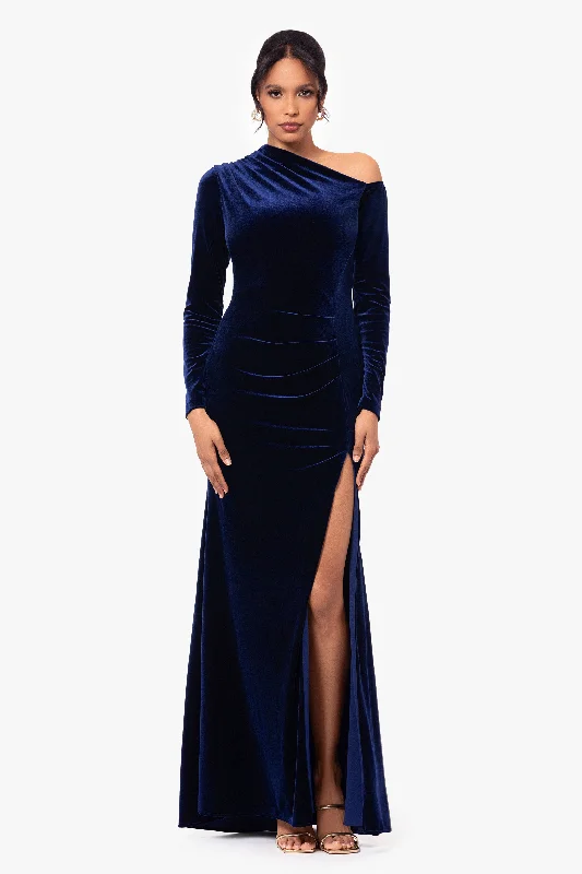 "Annette" Long Velvet Drop Shoulder Long Sleeve Dress