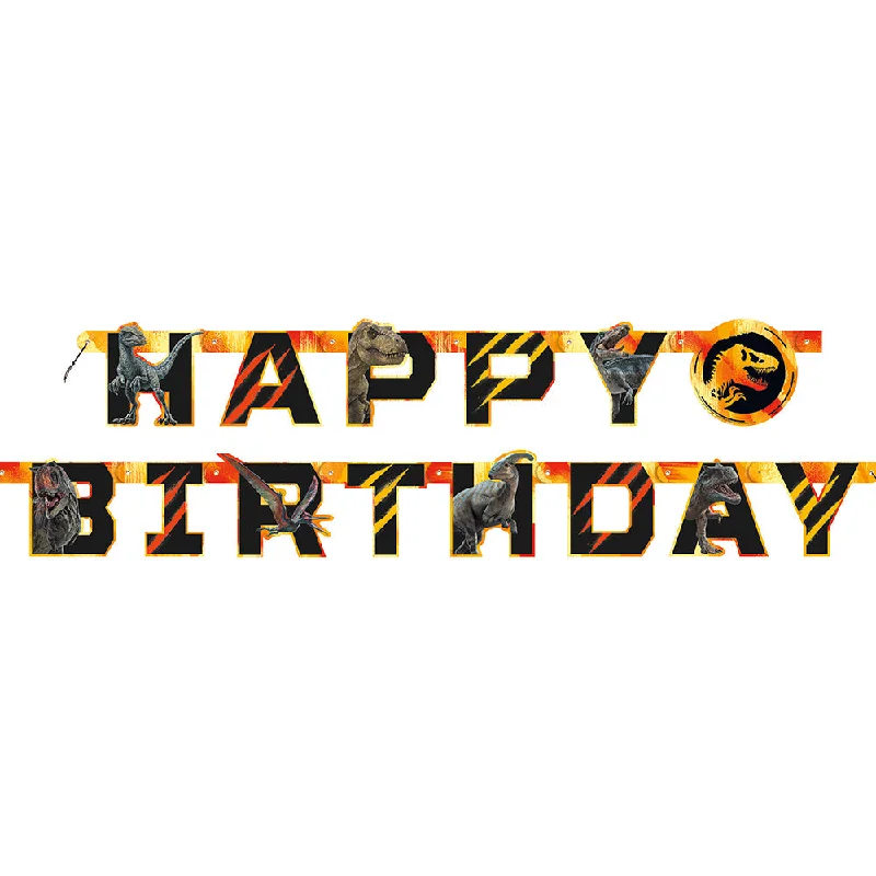 JURASSIC WORLD 3 HAPPY BIRTHDAY JOINTED BANNER