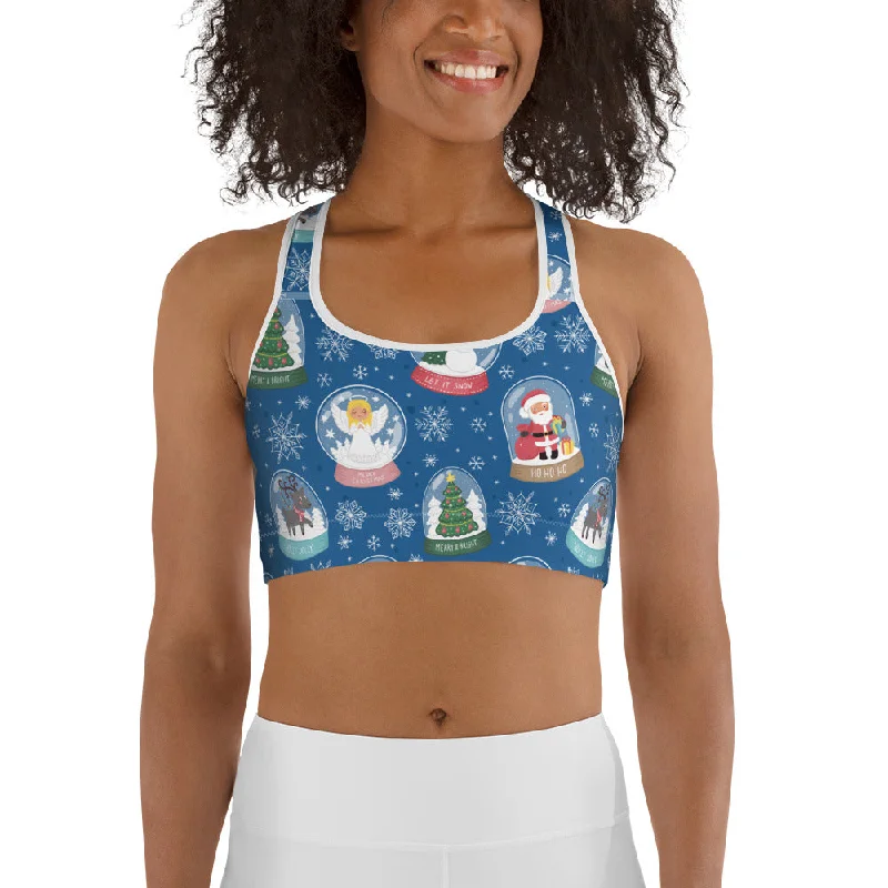 Snow Globe Pattern Sports Bra