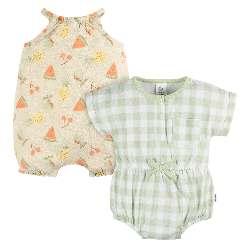 2-Pack Baby Girls Fruit Rompers