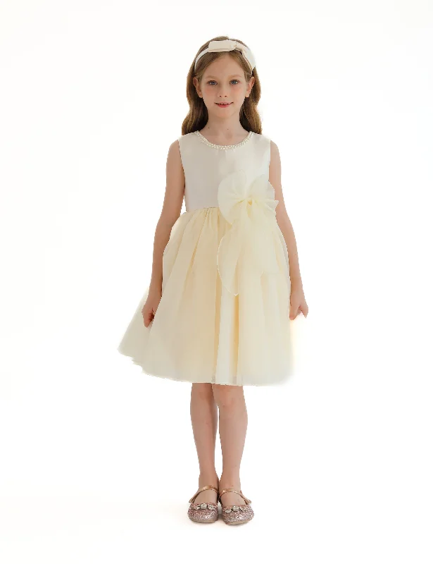 Champagne Felice Tulle Bow Dress