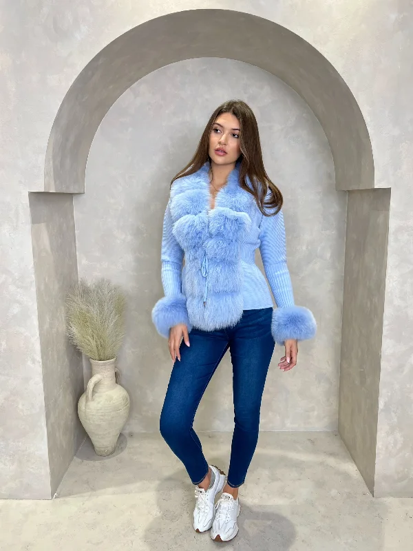 Baby Blue Luxury Fur Cardigan