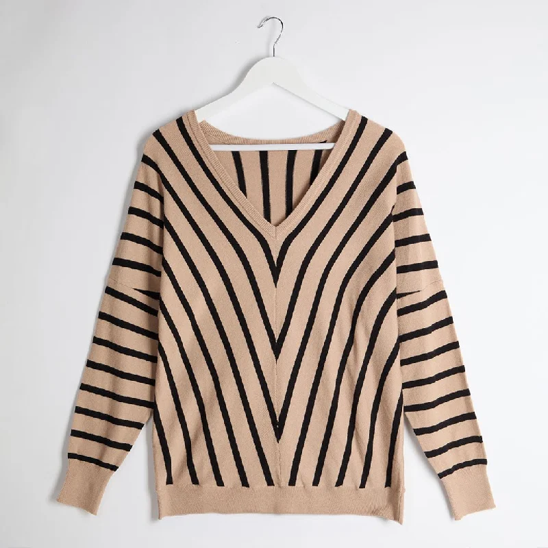 Ex Store Ladies Chevron Vneck Jumper