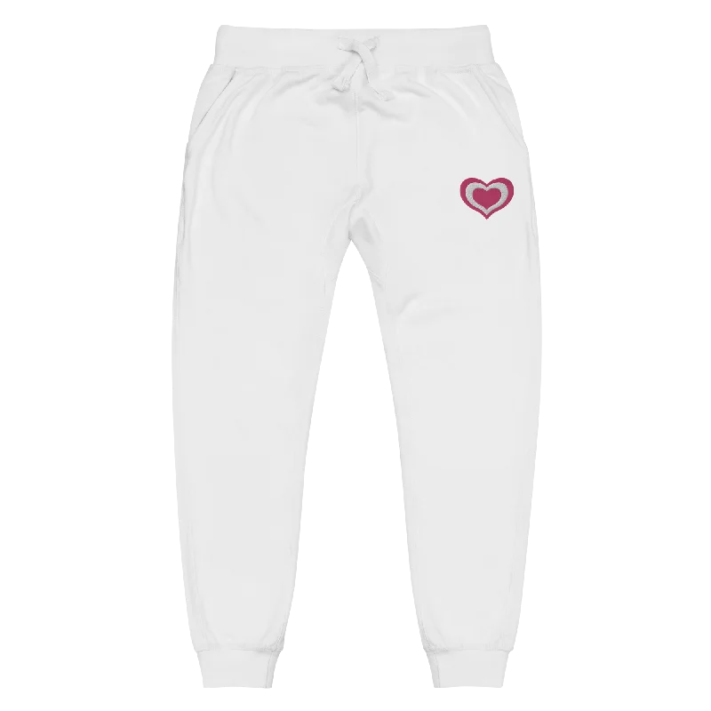 Lovely Heart Embroidery Fleece Sweatpants