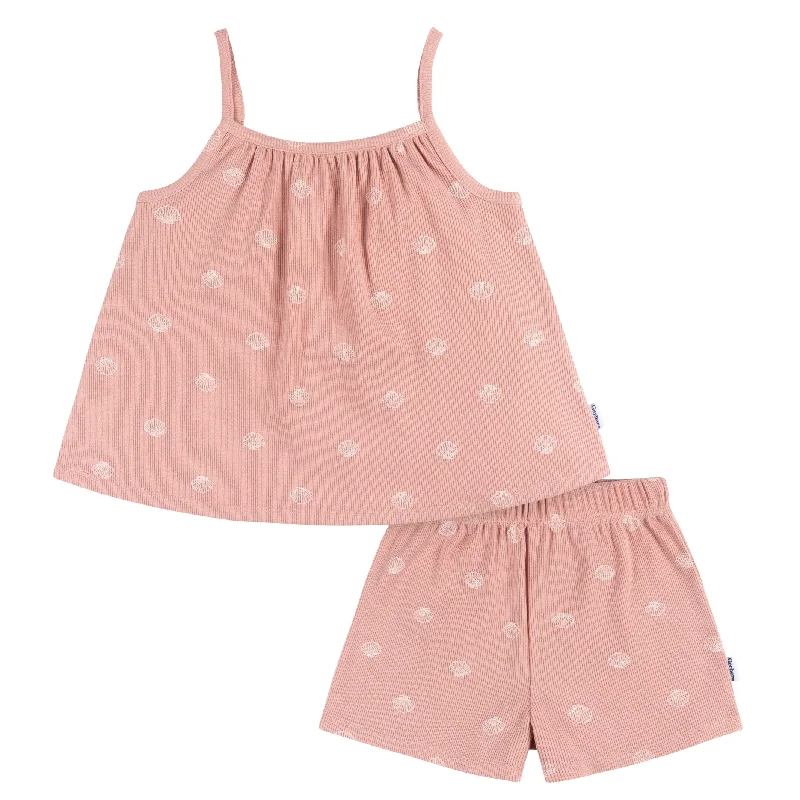 2-Piece Infant and Toddler Girls Seashells Tank Top & Shorts Set