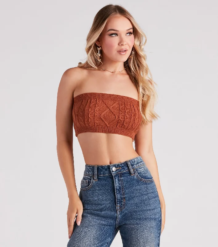 Call Me Cutie Cable Knit Tube Top