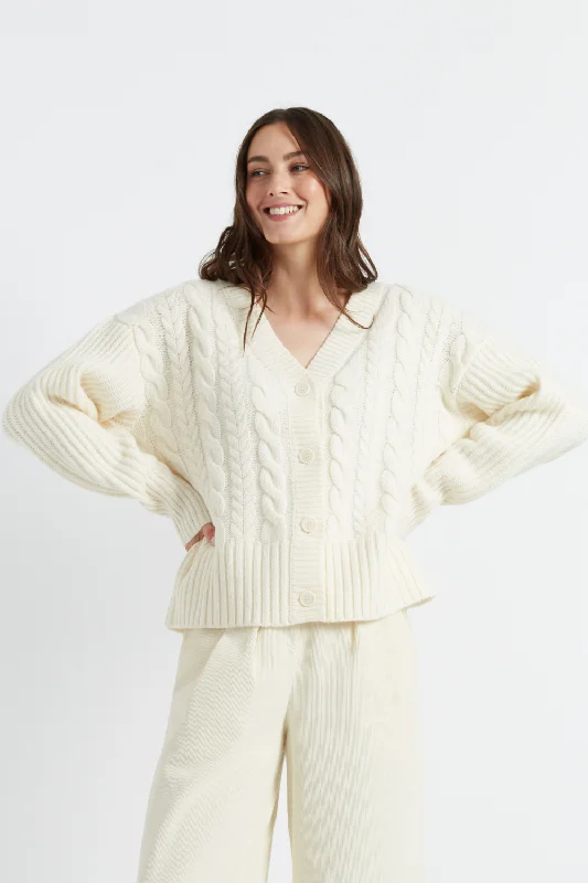 Cream Wool Aran Cardigan