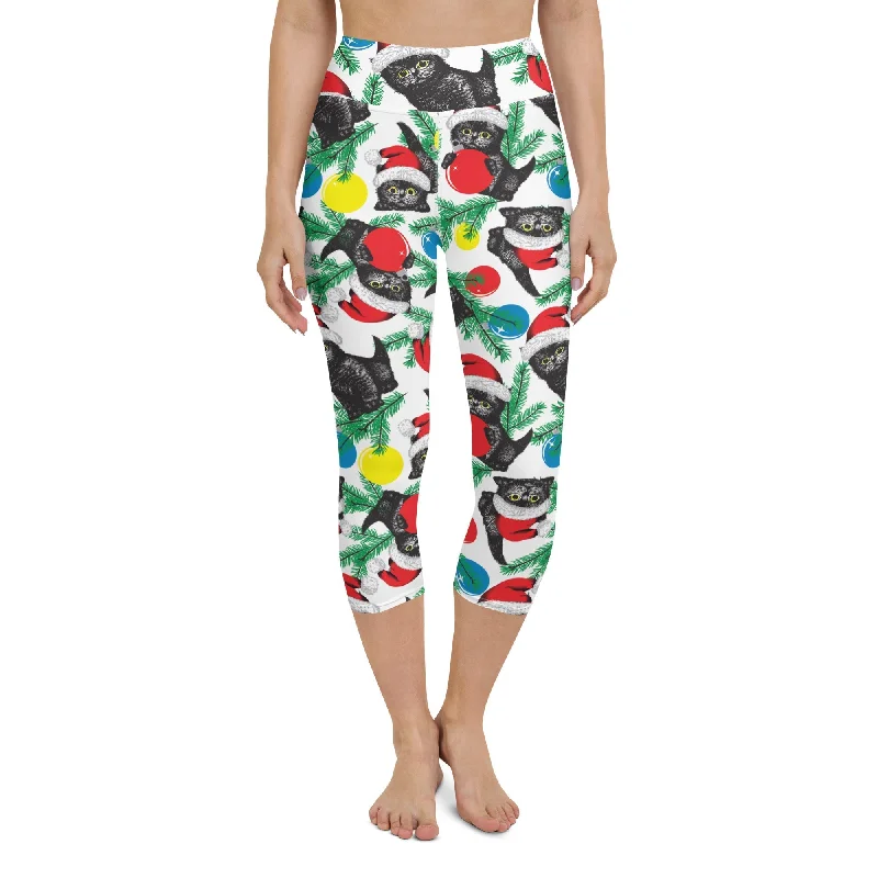 Cute Christmas Cat Yoga Capris