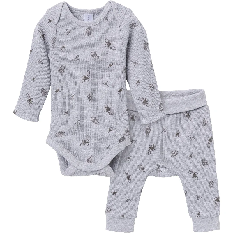 2-Piece Baby Neutral Acorn Grey Heather Bodysuit and Pant Set