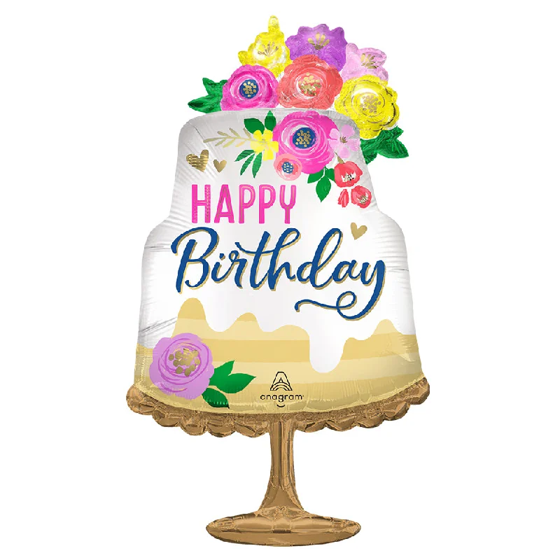 32 inch SATIN ARTFUL FLORAL BIRTHDAY