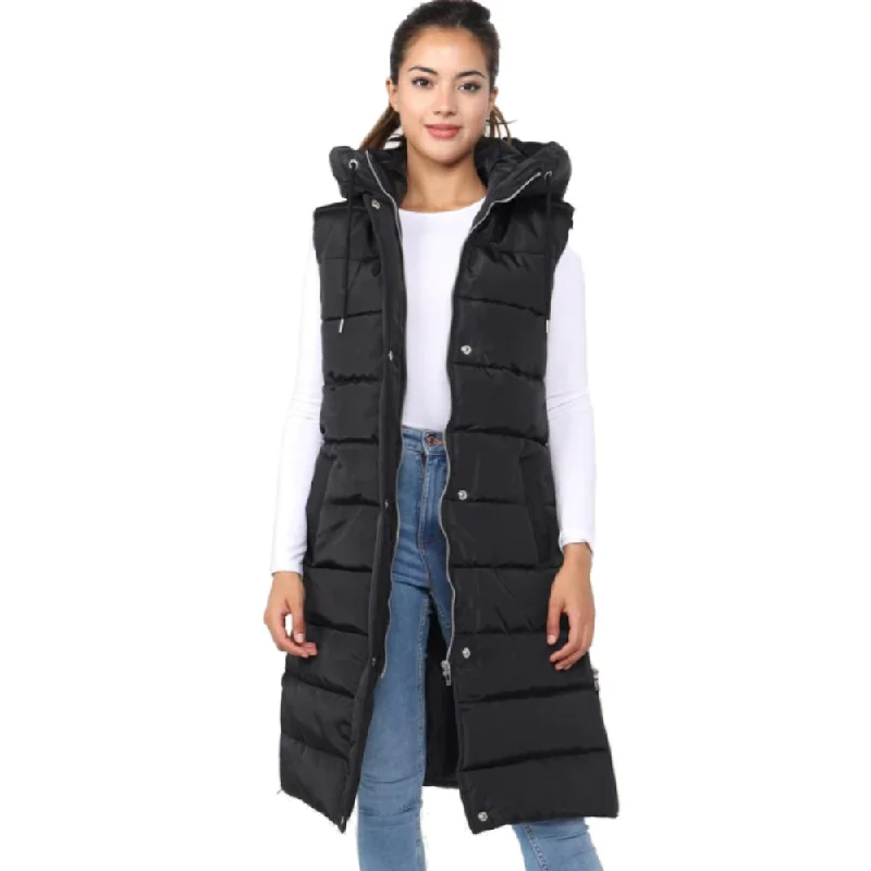 MRK Luxe Longline Puffer Hooded Gilet