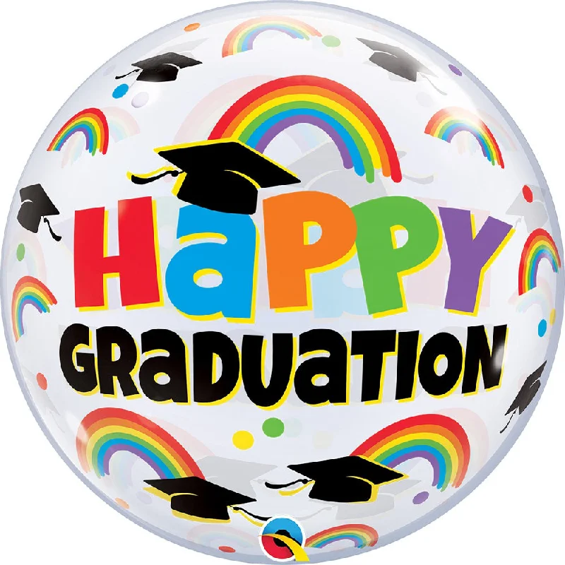 22 inch BUBBLE - GRADUATION CAPS & RAINBOWS