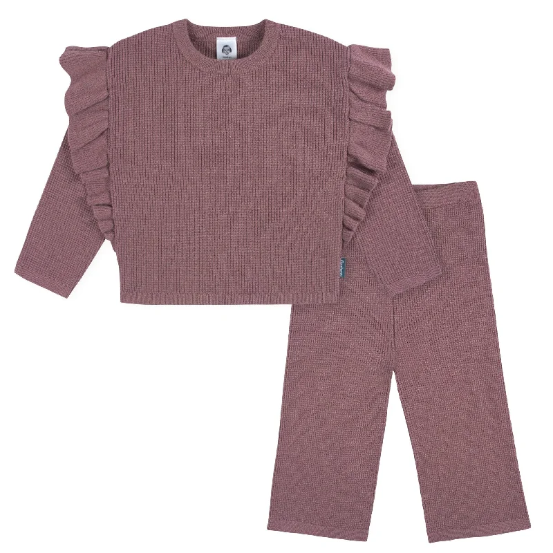 2-Piece Infant and Toddler Girls Mauve Sweater Knit Set