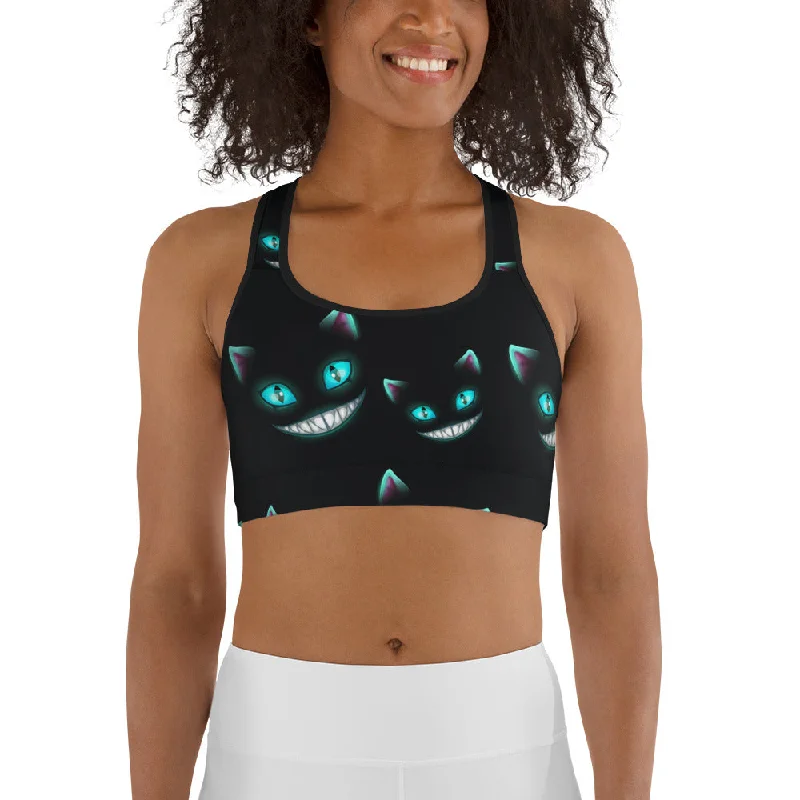 Spooky Halloween Cat Sports Bra