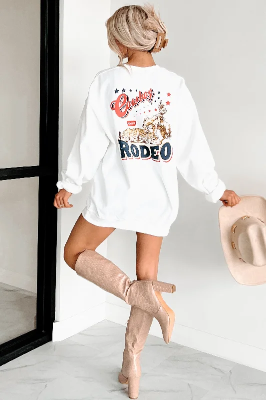 "Cowboy Rodeo" Double-Sided Graphic Sweatshirt (White)