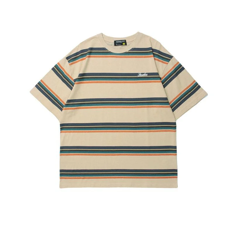 Retro Striped Short-sleeved T-shirt