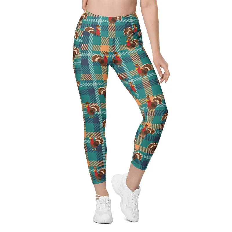 Thanksgiving Plaid Leggings With Pockets