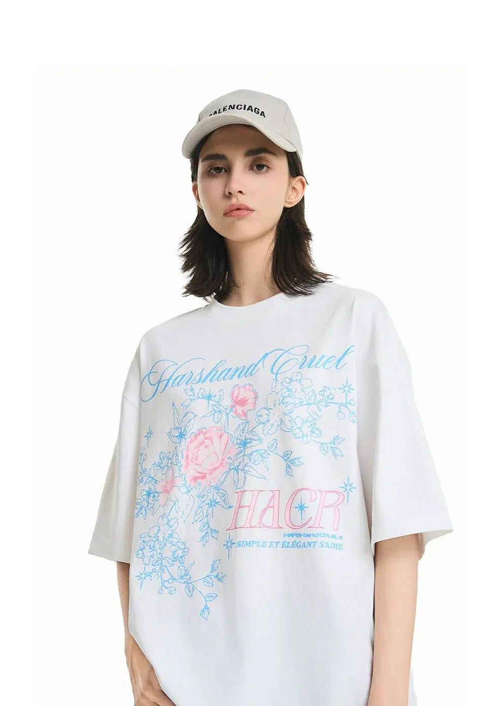 Rose Typography Print Breathable T-shirt