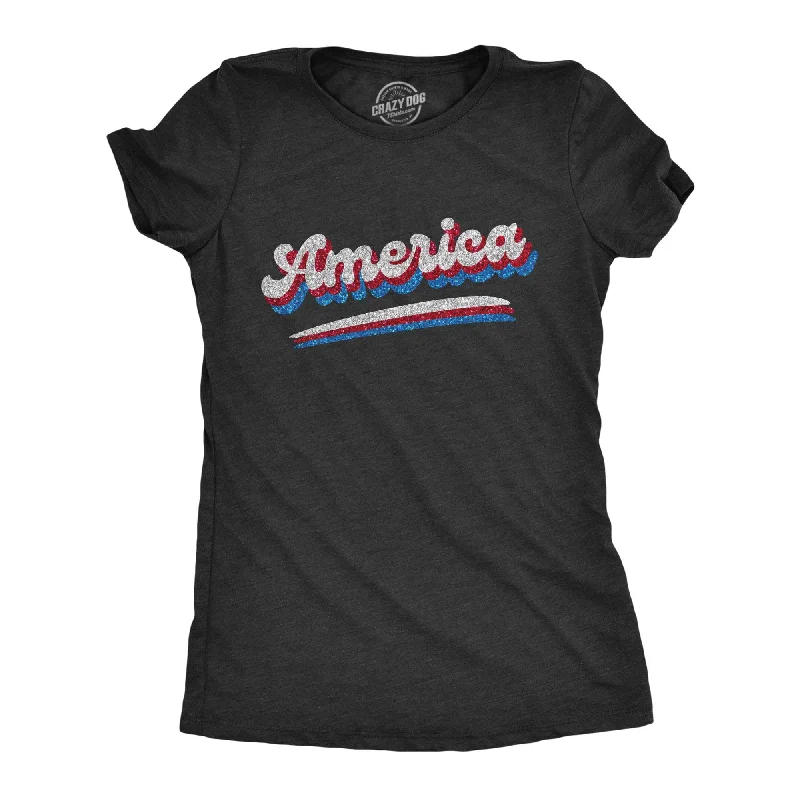 America Retro Glitter Women's T Shirt