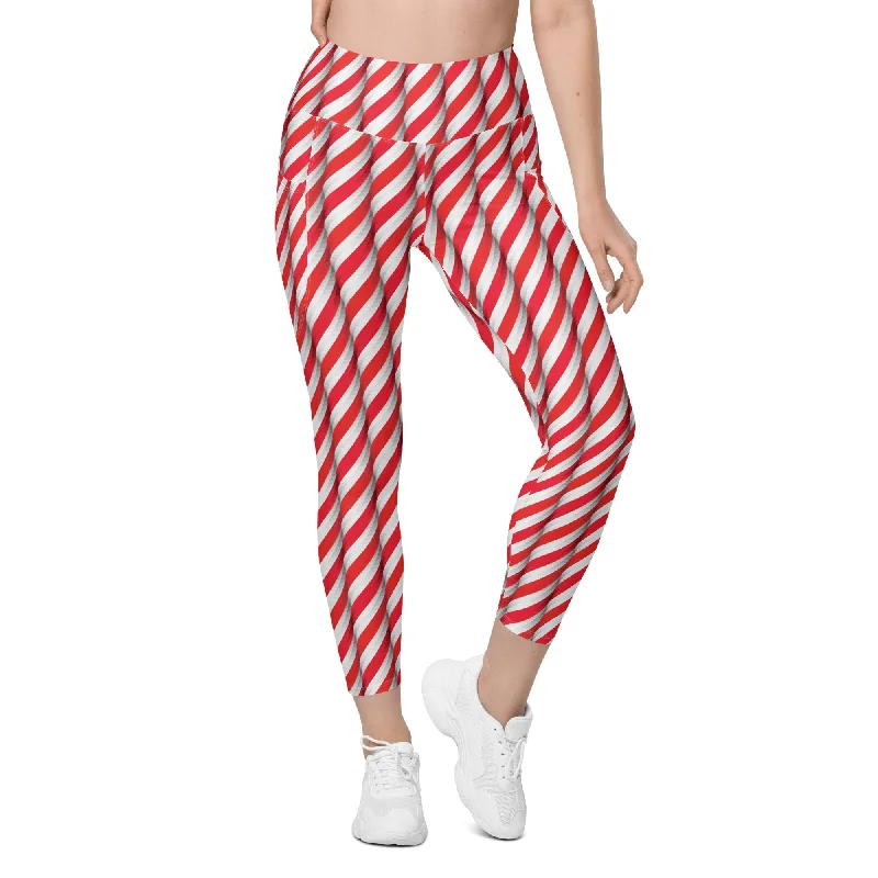 Real Candy Cane Leggings With Pockets