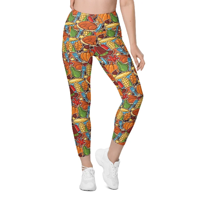 Thanksgiving Celebration Leggings With Pockets