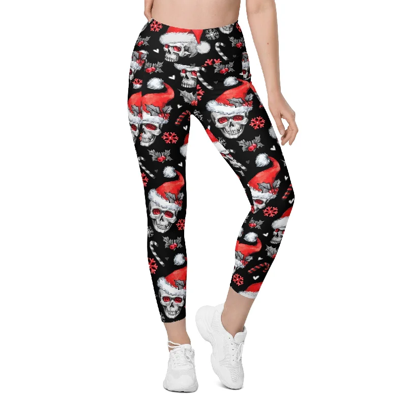 Christmassy Skulls Leggings With Pockets