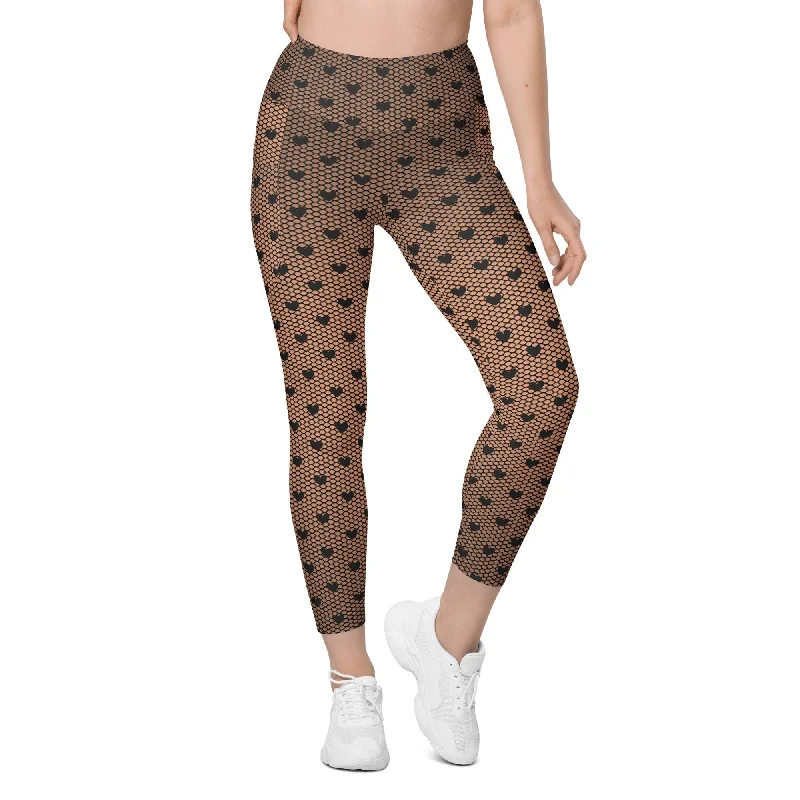 Fishnet Tights Print Leggings With Pockets