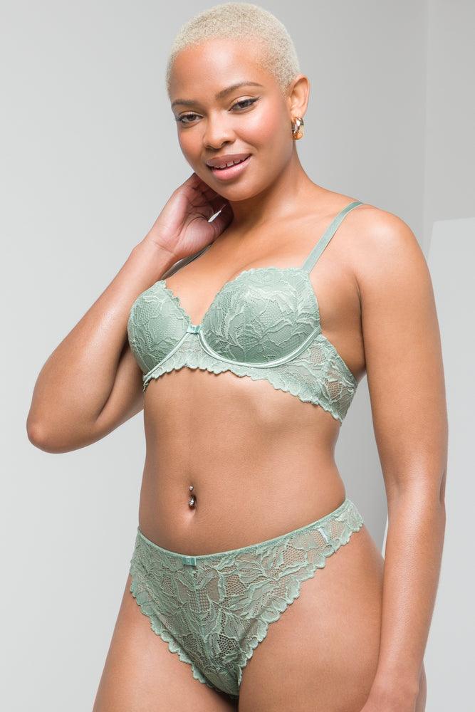 3 Pack lace thongs grey & green