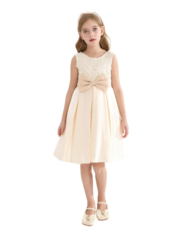 Champagne Hampton Double Bow Dress