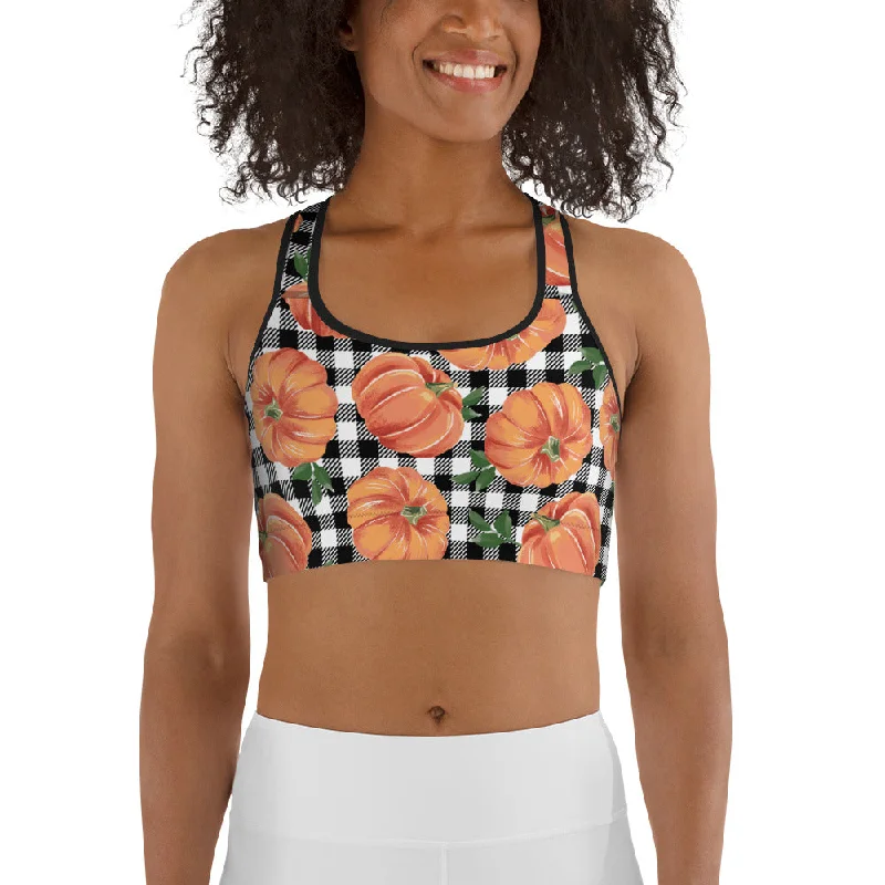 Thanksgiving Pumpkins Sports Bra