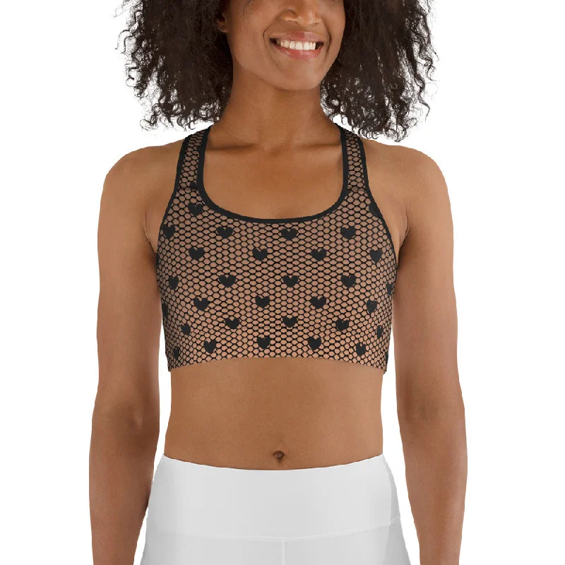 Fishnet Tights Print Sports Bra