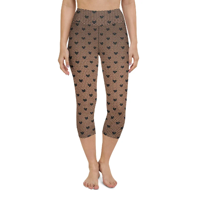 Fishnet Tights Print Yoga Capris