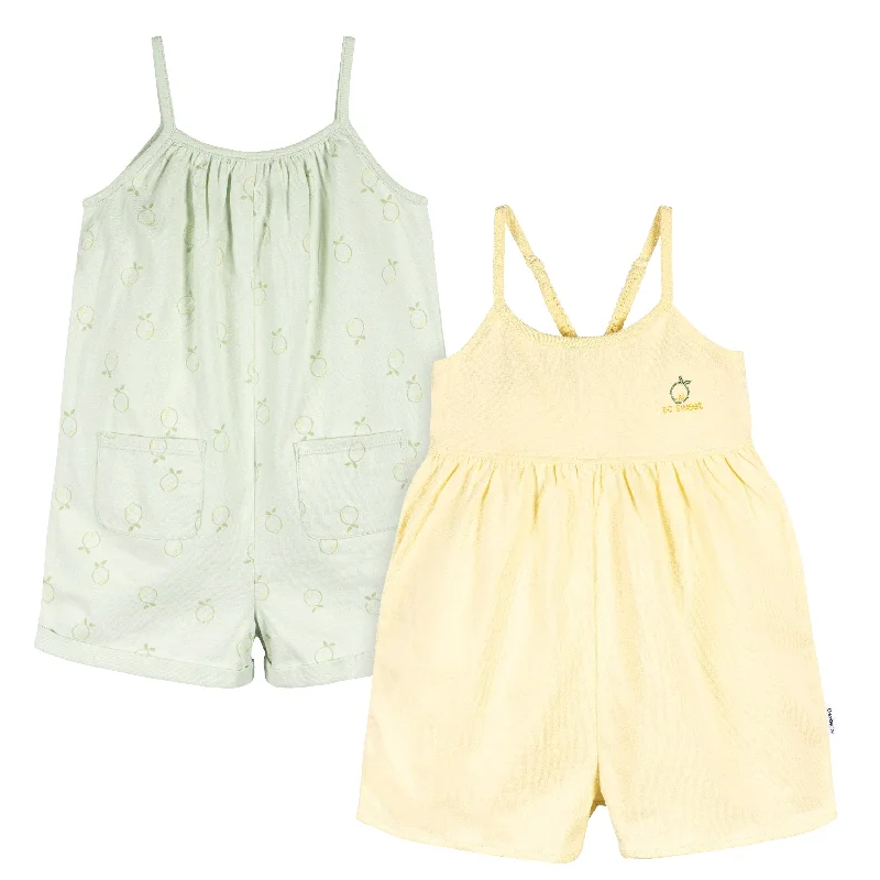 2-Pack Infant and Toddler Girls Yellow & Lemons Rompers